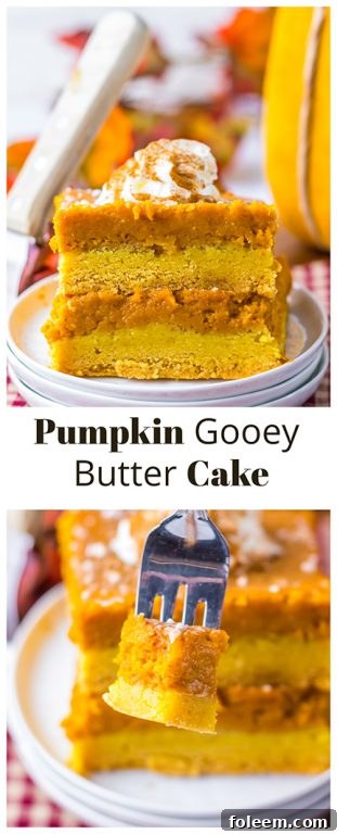 Full Pumpkin Gooey Butter Cake, adorned with powdered sugar and whipped cream