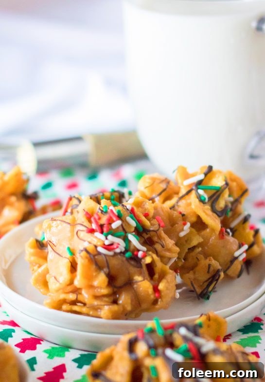 Delicious Frito Candy with chocolate drizzle and festive sprinkles, perfect for Christmas dessert trays or gifting