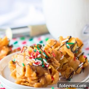 Frito Candy: A creamy, gooey peanut butter candy with salty Fritos, chocolate drizzle, and festive sprinkles for Christmas