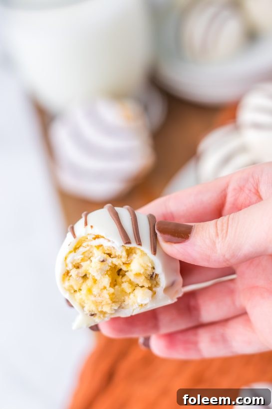 Close-up Photo of the Zebra Cake Balls recipe opened up.