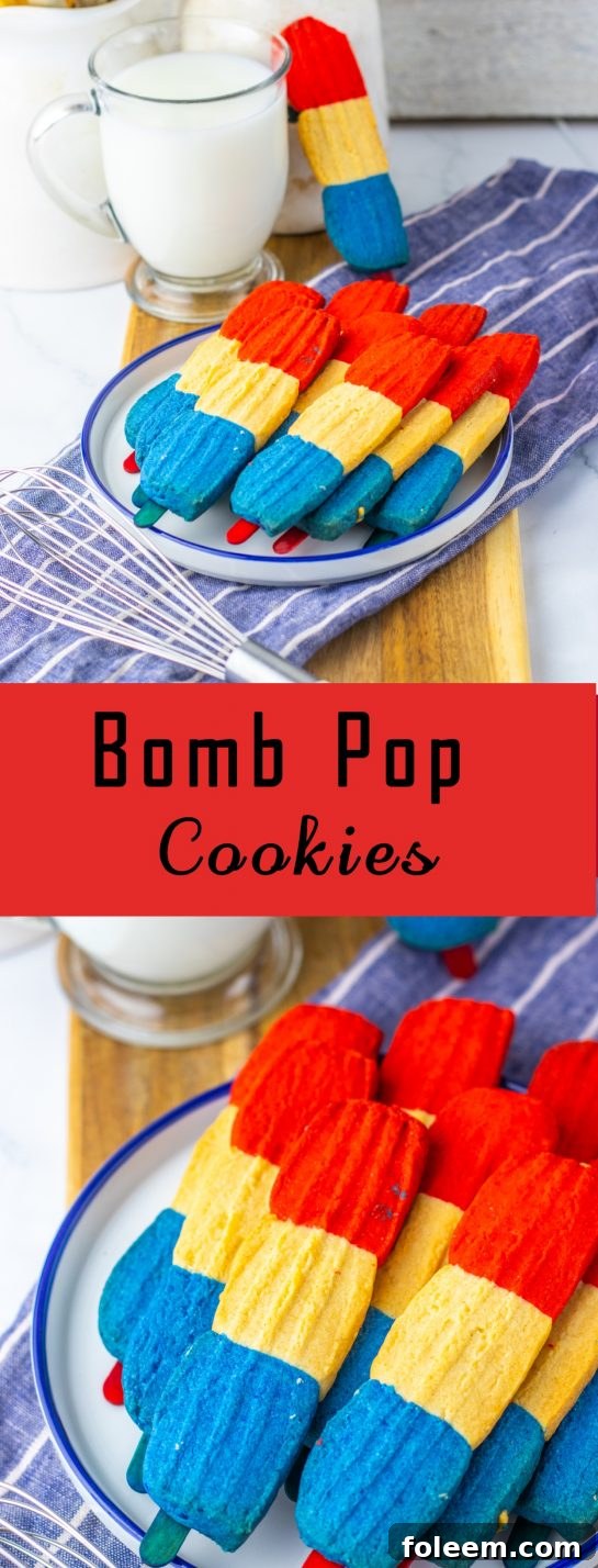 This recipe for Bomb Pop Cookies is not only so tasty but so cute for the 4th of July or Memorial Day! These are the perfect dessert to bring for those red, white and blue holidays. Bursting with Sugar cookie flavors with hints of cherry flavoring in the red and blueberry flavoring in the blue, using Jello! These were so fun to make and were a huge hit for everybody involved!