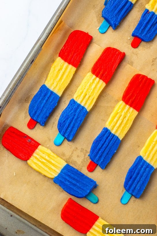The Bomb Pop Cookies Recipe ready to go in the oven for Memorial day or 4th of July