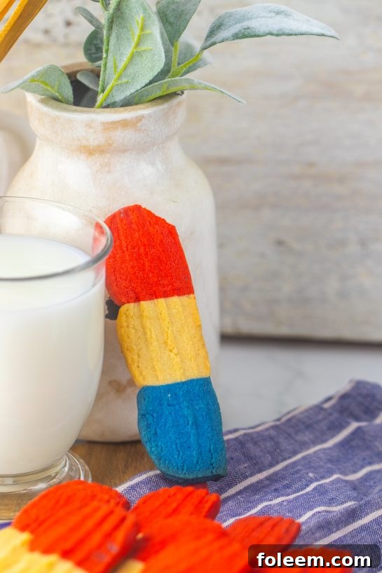 This recipe for Bomb Pop Cookies is not only so tasty but so cute for the 4th of July! These are the perfect dessert to bring for those red, white and blue holidays. Bursting with Sugar cookie flavors with hints of cherry flavoring in the red and blueberry flavoring in the blue, using Jello! These were so fun to make and were a huge hit for your outdoor parties!