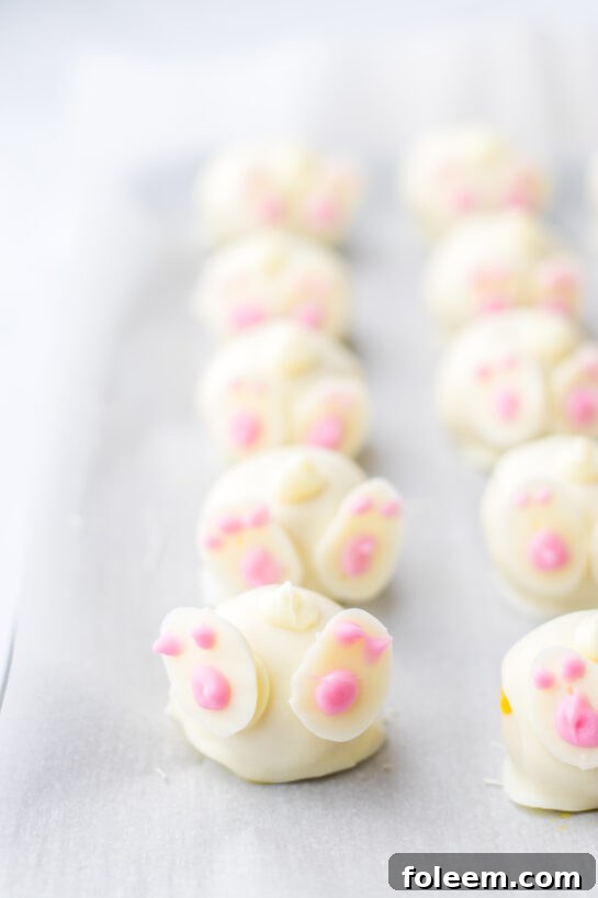 Beautifully arranged Bunny Butt Lemon Truffles, ready to be enjoyed as a festive Easter treat.