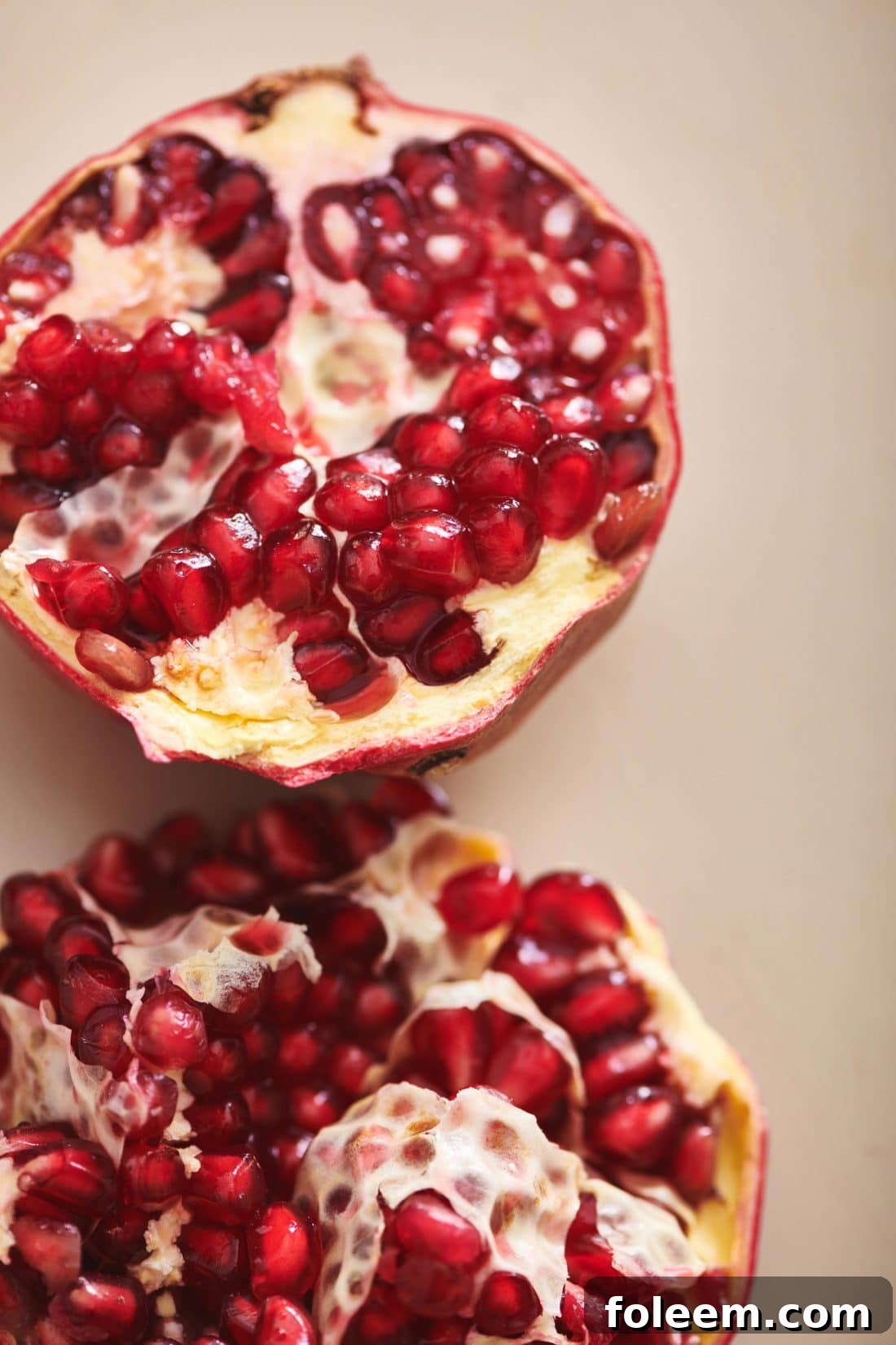 Fresh pomegranate arils in the fruit.