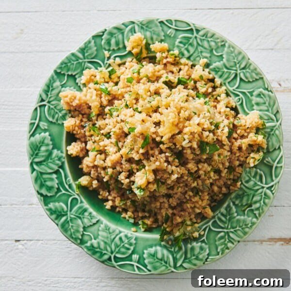 Bulgur Wheat with Caramelized Onions and Parsley