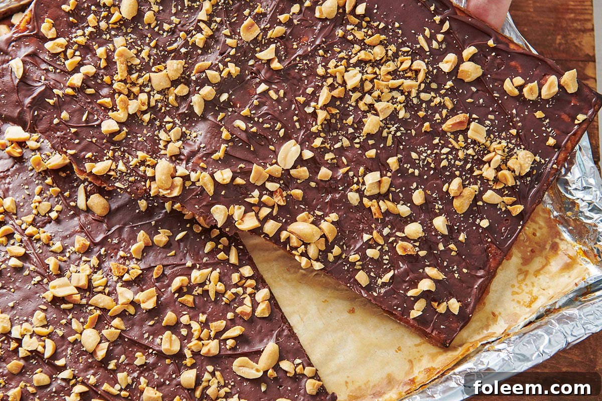 Chocolate Covered Caramelized Matzoh on baking sheet.