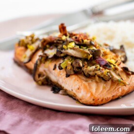 Orange Salmon with Leeks and Mushrooms