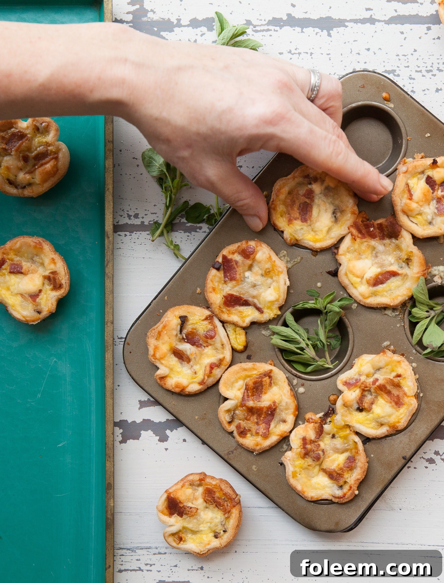 Bacon, Leek, Mushroom and Cheese Mini Quiches