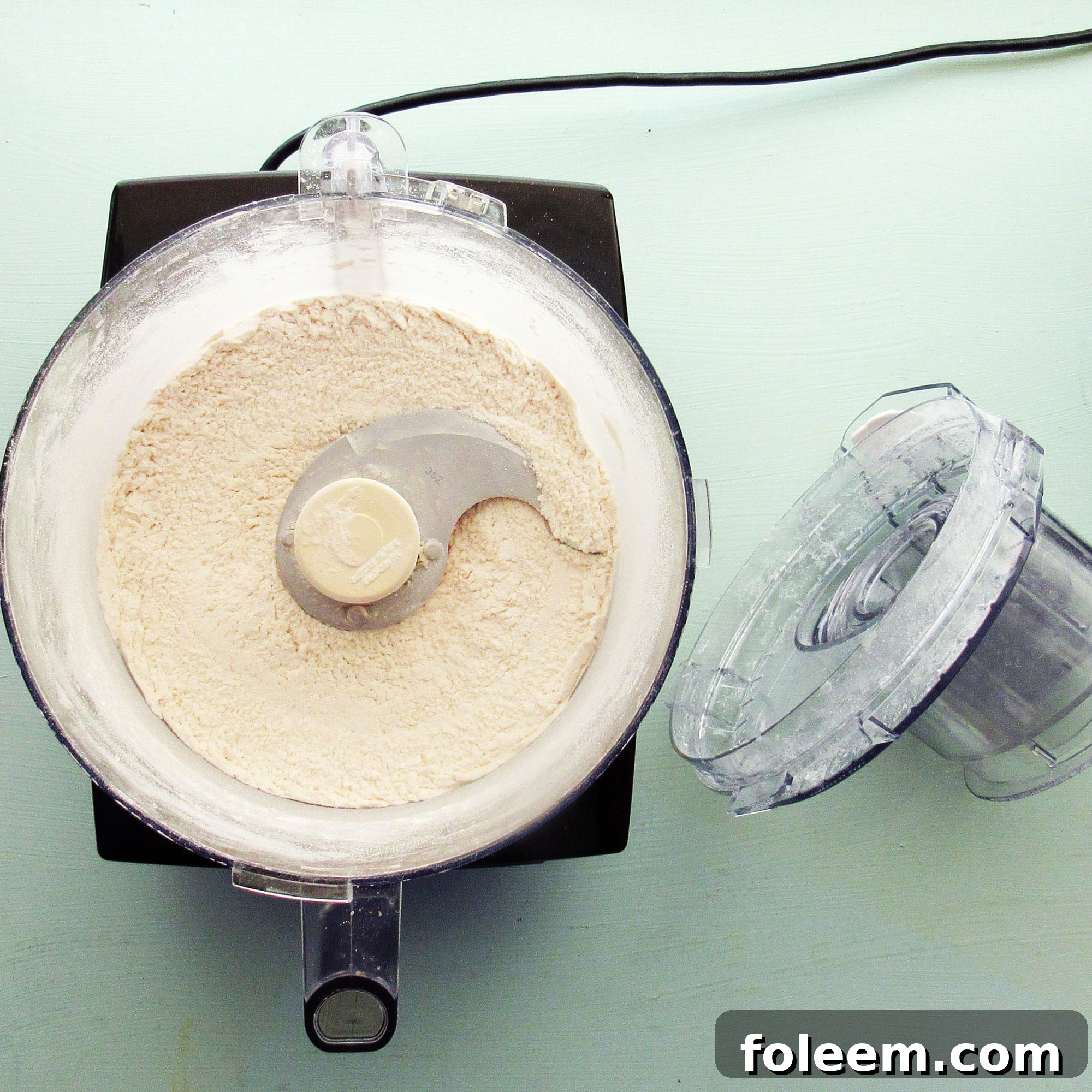 Dry ingredients in a food processor.