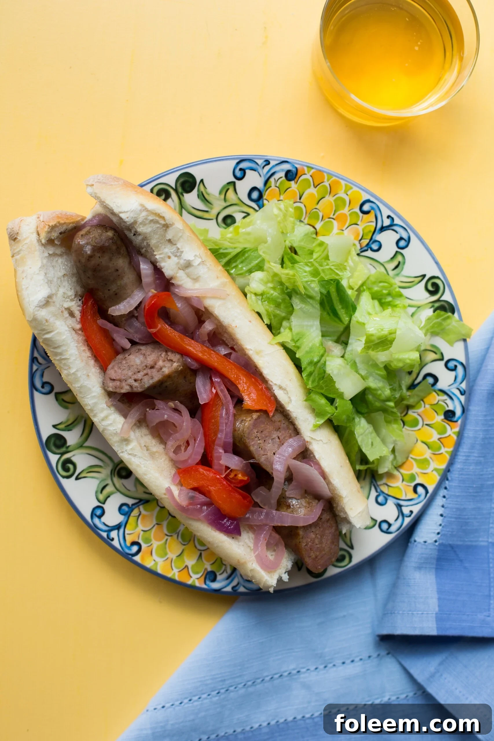 Sausage, Onions and Pepper Sub Sandwich 