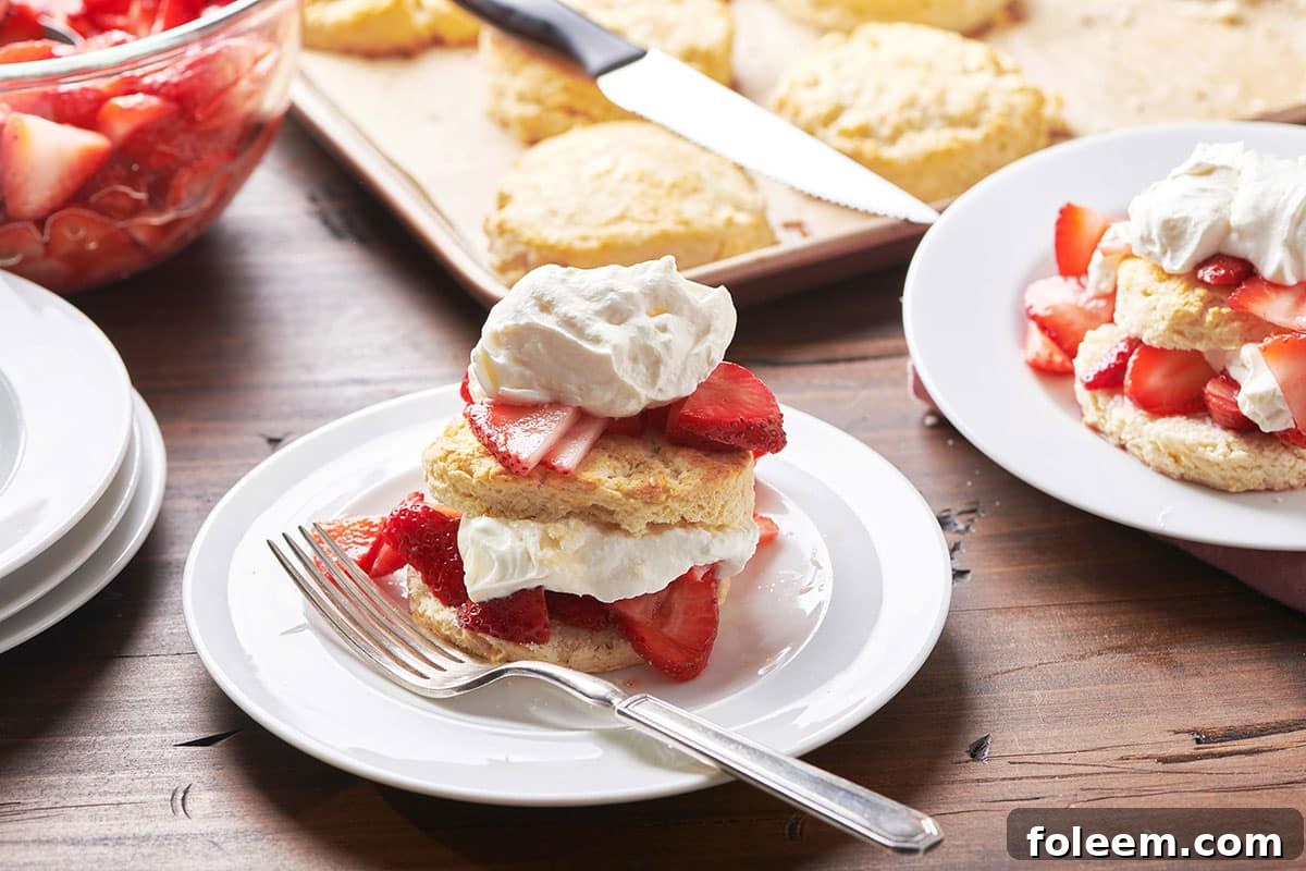 Small white plate with Strawberry Shortcake and a fork.