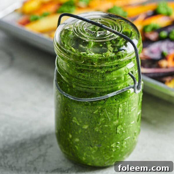 Spinach Parsley Pesto in glass jar.