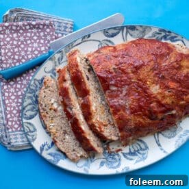 Turkey meatloaf on plate.