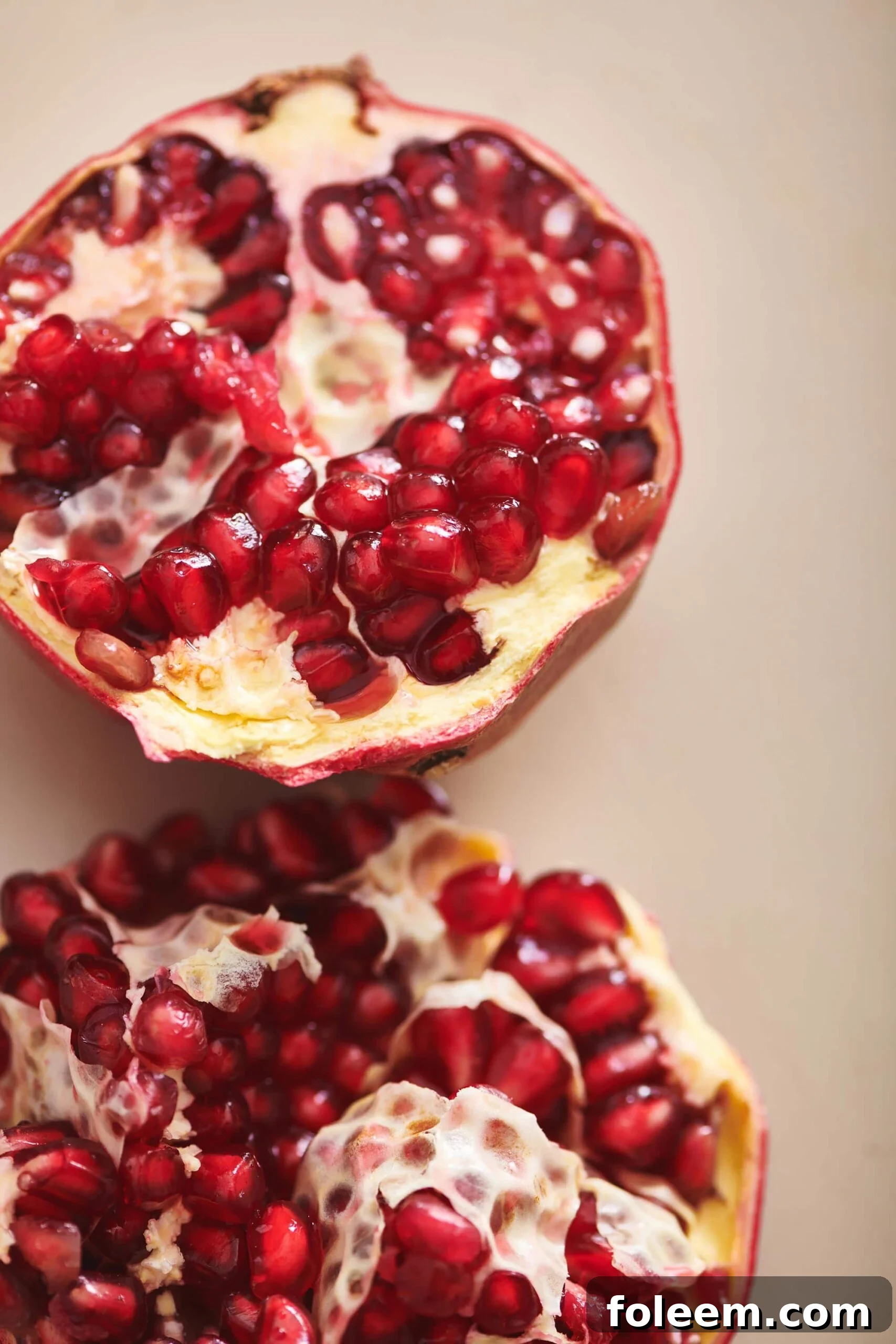 Fresh pomegranate arils in the fruit.