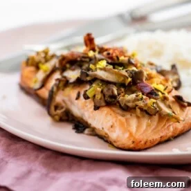 Orange Salmon with Leeks and Mushrooms