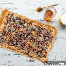 Blue Cheese, Radicchio, Onion and Honey Flatbread Strips