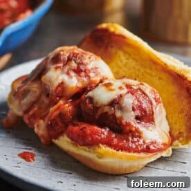 Meatball Sub on a plate.