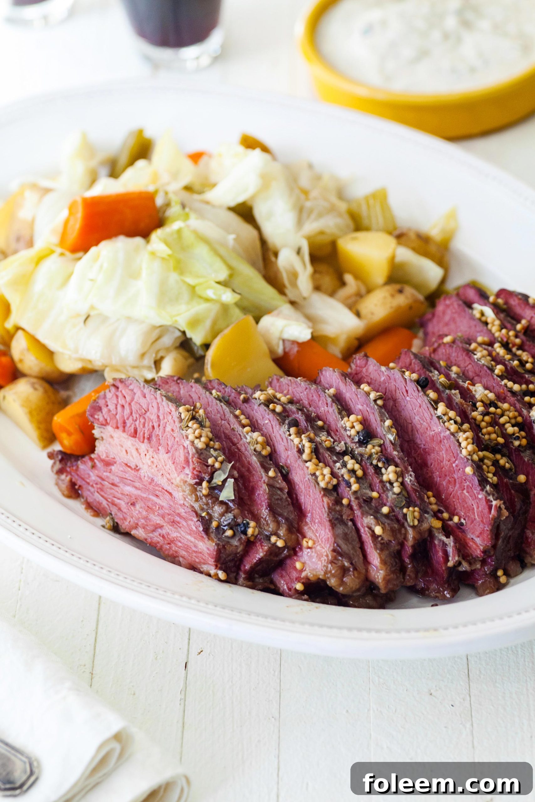 Plate of Corned Beef and Cabbage.