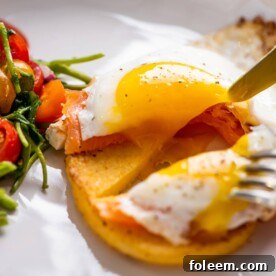 Fried Eggs and Smoked Salmon over Polenta Cakes