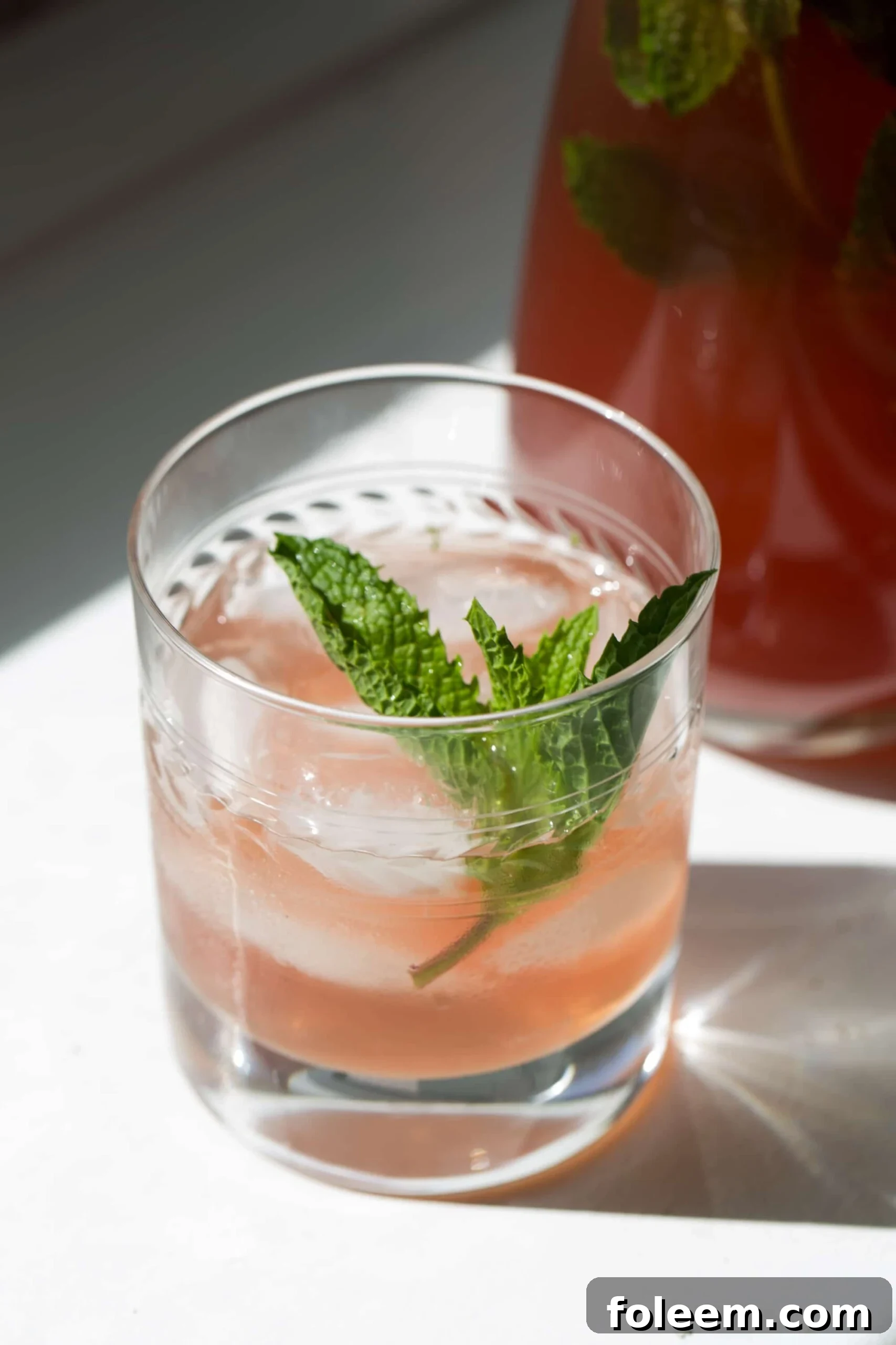 Sparkling Mint Pomegranate Champagne Cocktail in glass.
