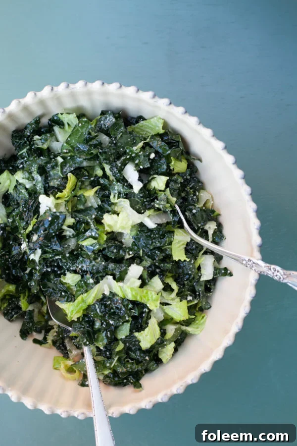 Romaine and Slivered Kale Salad with Lemon Dressing / Carrie Crow / Katie Workman / themom100.com/ Stocking the Refrigerator for the New Year