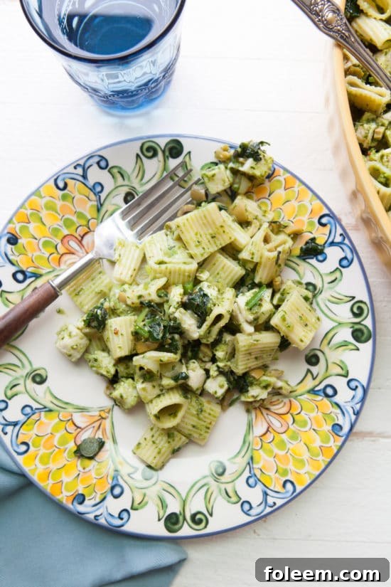 Pasta Salad with Chicken, Green Olives, & Ramp Vinaigrette / Photo by Kerri Brewer / Katie Workman / themom100.com
