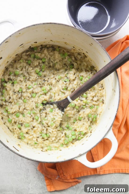 Spring Ramp and Pea Risotto / Photo by Kerri Brewer / Katie Workman / themom100.com