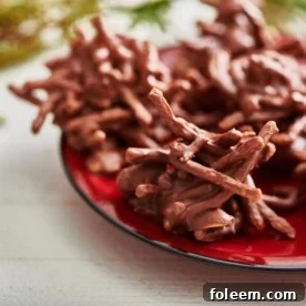 No-Bake Haystack Cookies on a red plate.