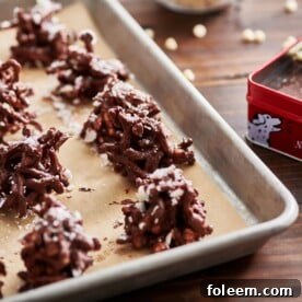 Peppermint Bark Holiday Haystack Cookies