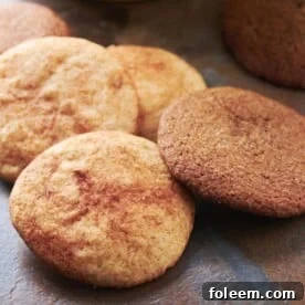 Fallen pile of five Snickerdoodles.