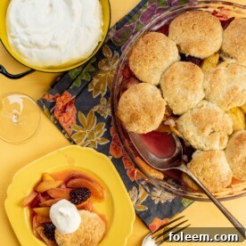 Sour Cream Biscuit Peach and Berry Cobbler