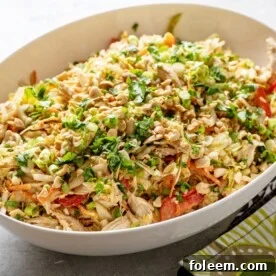 Indonesian Chicken Salad in white bowl.