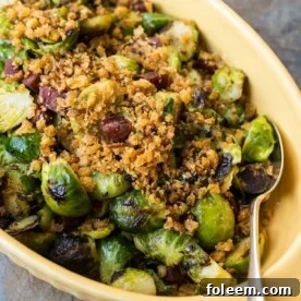 Pan Roasted Brussels Sprouts with Chorizo and Toasted Bread Crumbs