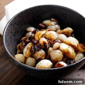 Braised Cipollini Onions with Dried Cherries