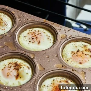 Oven-baked eggs in muffin tins.